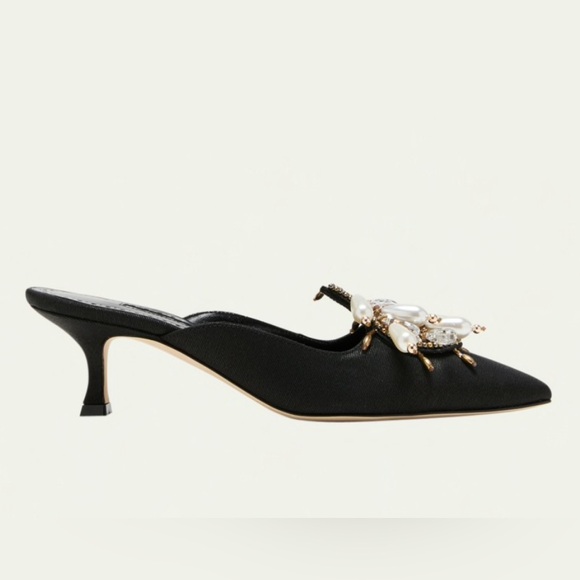 Manolo Blahnik Shoes - Manolo Blahnik NWT Black Pearl Mules